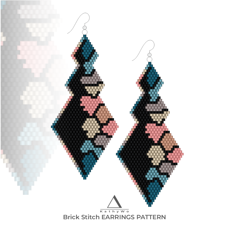 Seed Bead Earring Pattern, Brick Stitch Pattern, Earring Pattern by KathyWo