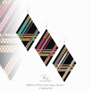 Brick Stitch Earrings Pattern, Beaded Earrings Design by KathyWo