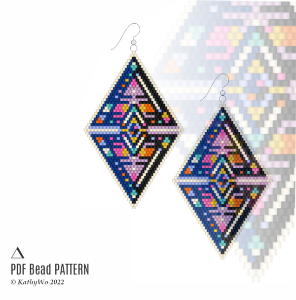 Brick Stitch Earring Pattern, Seed Bead Pattern, DIY Earrings, KathyWo