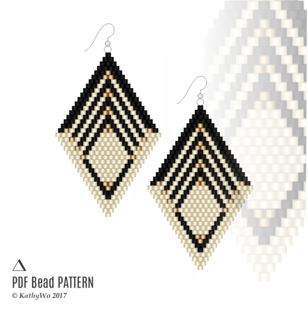 Brick Stitch Earring Pattern, Seed Bead Pattern, DIY Earrings, KathyWo