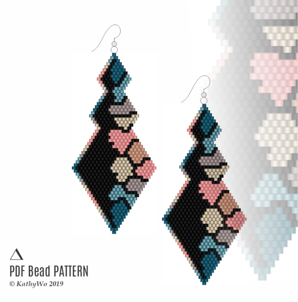 Brick Stitch Earring Pattern, Seed Bead Earrings, Earring Pattern, KathyWo, Seed Bead Pattern
