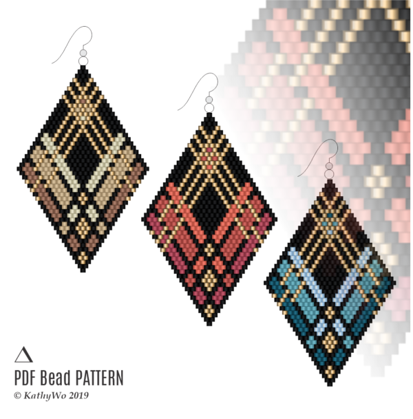 Brick Stitch Earring Pattern, Earring Pattern, KathyWo