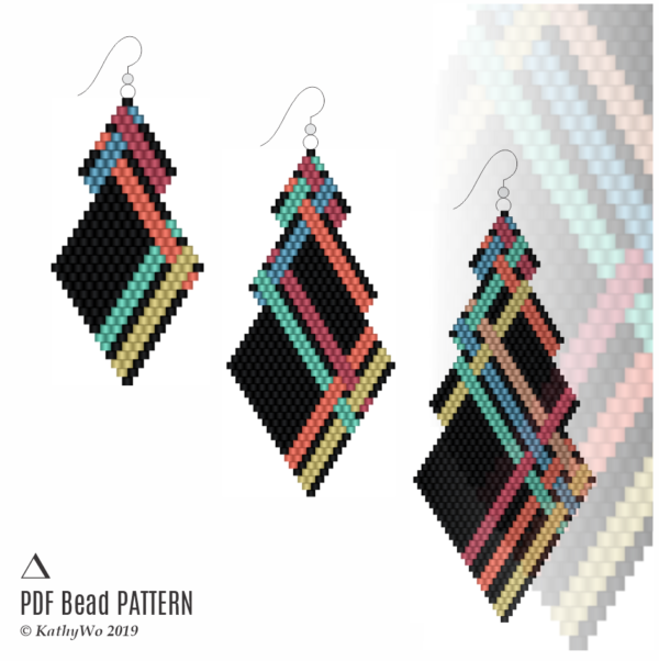Brick Stitch Earring Pattern, Earring Pattern, KathyWo