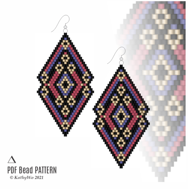 Brick Stitch Earrings Pattern, Elegant Earrings, Bead Pattern, DIY Earrings, KathyWo