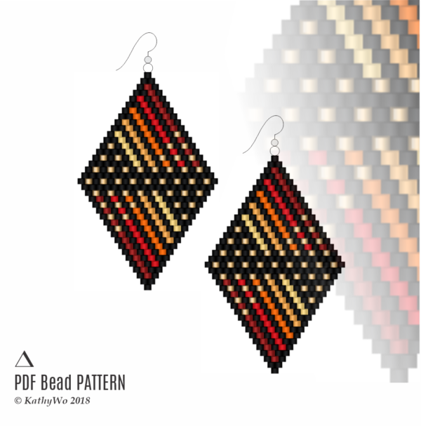 brick Stitch Earring Pattern, Seed Bead Pattern, DIY Earrings, KathyWo
