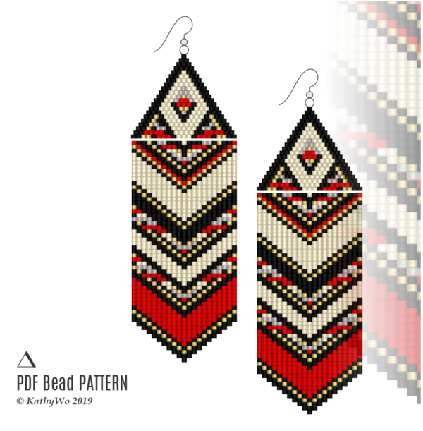 Brick Stitch Earring Pattern, Fringe Earrings, Earring Pattern, KathyWo