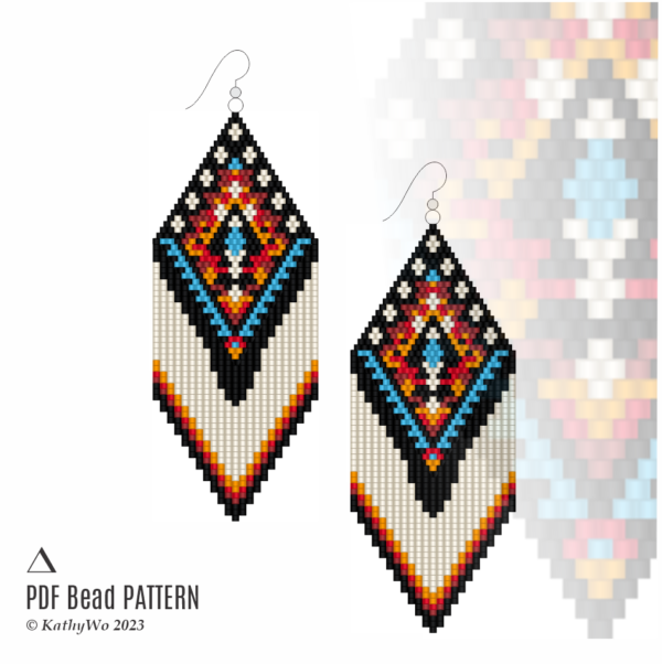 Brick Stitch Earring Pattern, Fringe Earrings, Earring Pattern, KathyWo
