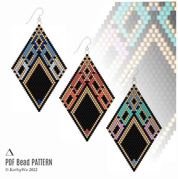 Brick Stitch Earring Pattern, Earring Pattern, KathyWo