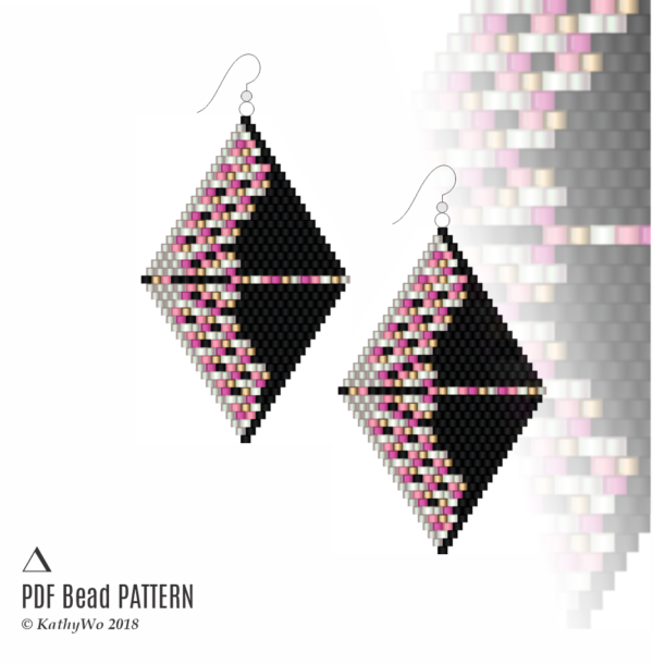 Brick Stitch Earring Pattern, Seed Bead Pattern, DIY Earrings, KathyWo
