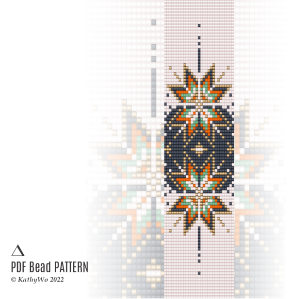 loom bracelet pattern, loom pattern, miyuki bracelet, seed bead pattern, KathyWo