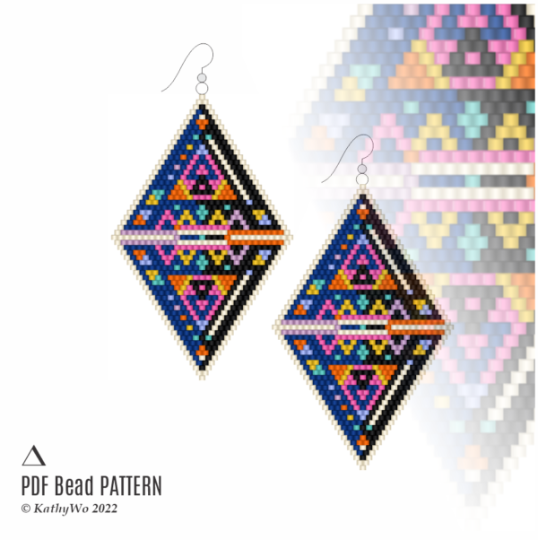 Brick Stitch Earring Pattern, Seed Bead Pattern, DIY Earrings, KathyWo