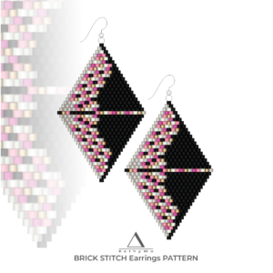Brick Stitch Earrings Pattern – Miyuki Delica Beaded Design by KathyWo