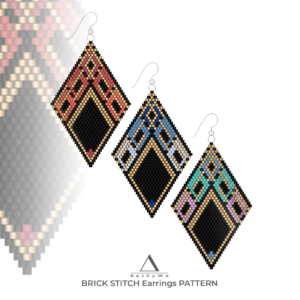 Brick Stitch Earrings Pattern, Geometric Beaded Earrings by KathyWo