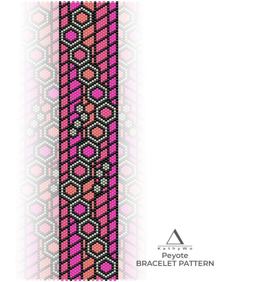 Bracelet Pattern, Odd-Count Peyote Stitch, Miyuki Bracelet, Designed by KathyWo