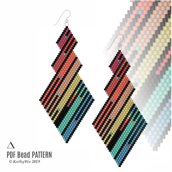 Brick Stitch Earring Pattern, Miyuki Pattern, DIY Earrings, KathyWo