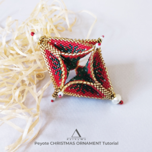 Christmas Ornament, Peyote Beaded Ornament, Christmas Decoration, Peyote POD Ornament, KathyWo