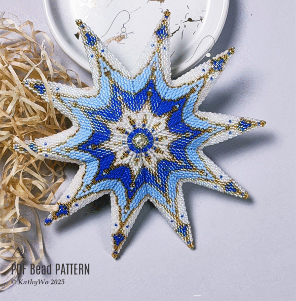 2-drop Peyote Star Pattern, Basic 2-drop Peyote Star Tutorial, Beaded Ornament Pattern, Peyote Stitched Star Pattern, Christmas Ornaments