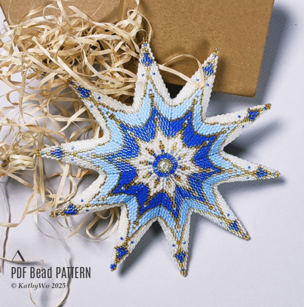 2-drop Peyote Star Pattern, Basic 2-drop Peyote Star Tutorial, Beaded Ornament Pattern, Peyote Stitched Star Pattern, Christmas Ornaments