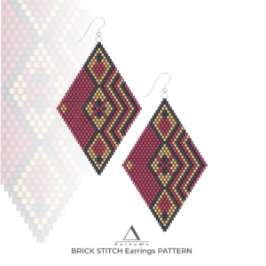 Brick Stitch Earrings Pattern, Design by KathyWo