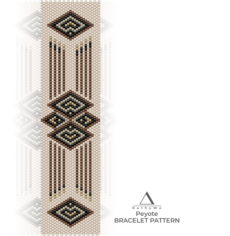 Peyote Bracelet Pattern, Miyuki Delica Pattern, DIY Jewelry, Designed by KathyWo