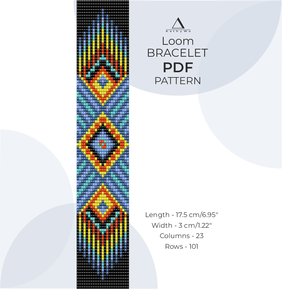 Loom Bracelet Pattern, Native American, Miyuki Delica Pattern