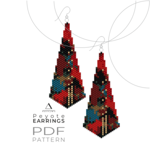 Peyote Earring Pattern Designed in Abstract Style
